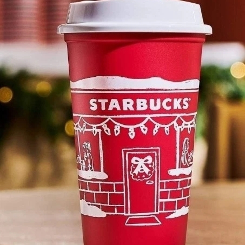 2025 Starbucks Festive Red and White Holiday Cup 16oz
